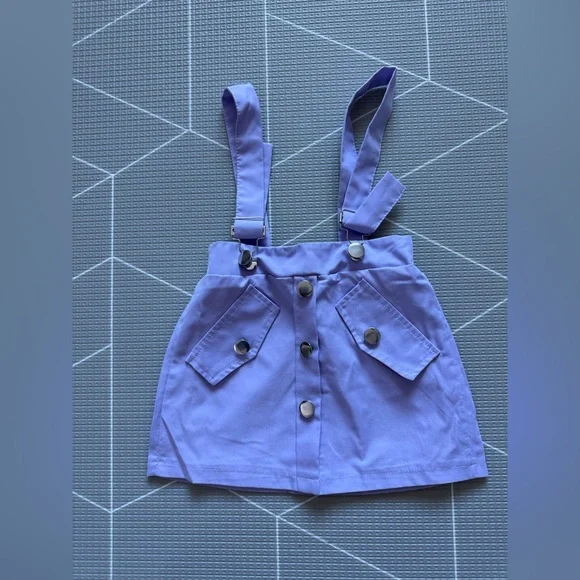 Small shop|Baby girl/toddler Lilac Pastel Suspender Skirt with buttons•••3-4T - Picture 4 of 6